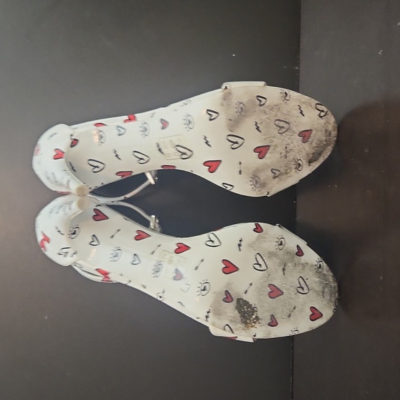 Aldo White Heart Sandals Eye Heels Pumps Strapy Ankle Womens Size 8.5 - Picture 7 of 8